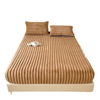 HKM-809747 Autumn and Winter Solid Color Angora Fitted Sheet for Single Beds