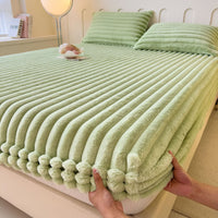 HKM-809747 Autumn and Winter Solid Color Angora Fitted Sheet for Single Beds