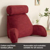 HKM-809747 Cotton and Linen Feeling Bedside Waist Cushion with Round Pillow, Multiple Colors Available