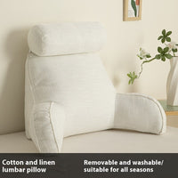 HKM-809747 Cotton and Linen Feeling Bedside Waist Cushion with Round Pillow, Multiple Colors Available