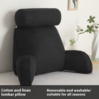 HKM-809747 Cotton and Linen Feeling Bedside Waist Cushion with Round Pillow, Multiple Colors Available