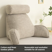 HKM-809747 Cotton and Linen Feeling Bedside Waist Cushion with Round Pillow, Multiple Colors Available