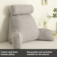 HKM-809747 Cotton and Linen Feeling Bedside Waist Cushion with Round Pillow, Multiple Colors Available