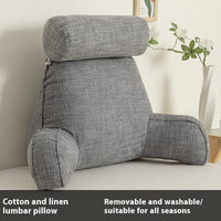 HKM-809747 Cotton and Linen Feeling Bedside Waist Cushion with Round Pillow, Multiple Colors Available