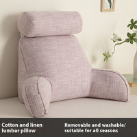 HKM-809747 Cotton and Linen Feeling Bedside Waist Cushion with Round Pillow, Multiple Colors Available