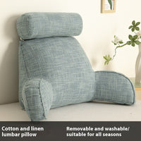 HKM-809747 Cotton and Linen Feeling Bedside Waist Cushion with Round Pillow, Multiple Colors Available