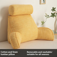 HKM-809747 Cotton and Linen Feeling Bedside Waist Cushion with Round Pillow, Multiple Colors Available