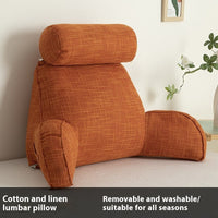 HKM-809747 Cotton and Linen Feeling Bedside Waist Cushion with Round Pillow, Multiple Colors Available