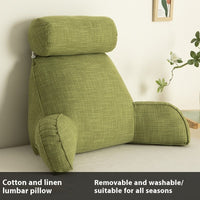 HKM-809747 Cotton and Linen Feeling Bedside Waist Cushion with Round Pillow, Multiple Colors Available