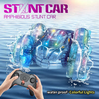 HKM-809939 2.4G Amphibious Remote Control Car with Waterproof Design, Colorful Lights, and 360° Stunt Rotation