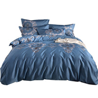 HKM-809939 Luxury Four-Piece Cotton Bed Linen Set Featuring Floral Patterns in Multiple Sizes