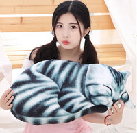 HKM-810067 3D Cat Plush Pillow Cushion - Cartoon-Style Custom Doll in Black, Grey, Yellow, 60x28cm