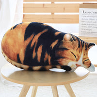 HKM-810067 3D Cat Plush Pillow Cushion - Cartoon-Style Custom Doll in Black, Grey, Yellow, 60x28cm