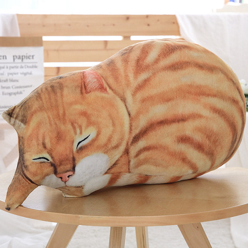 HKM-810067 3D Cat Plush Pillow Cushion - Cartoon-Style Custom Doll in Black, Grey, Yellow, 60x28cm