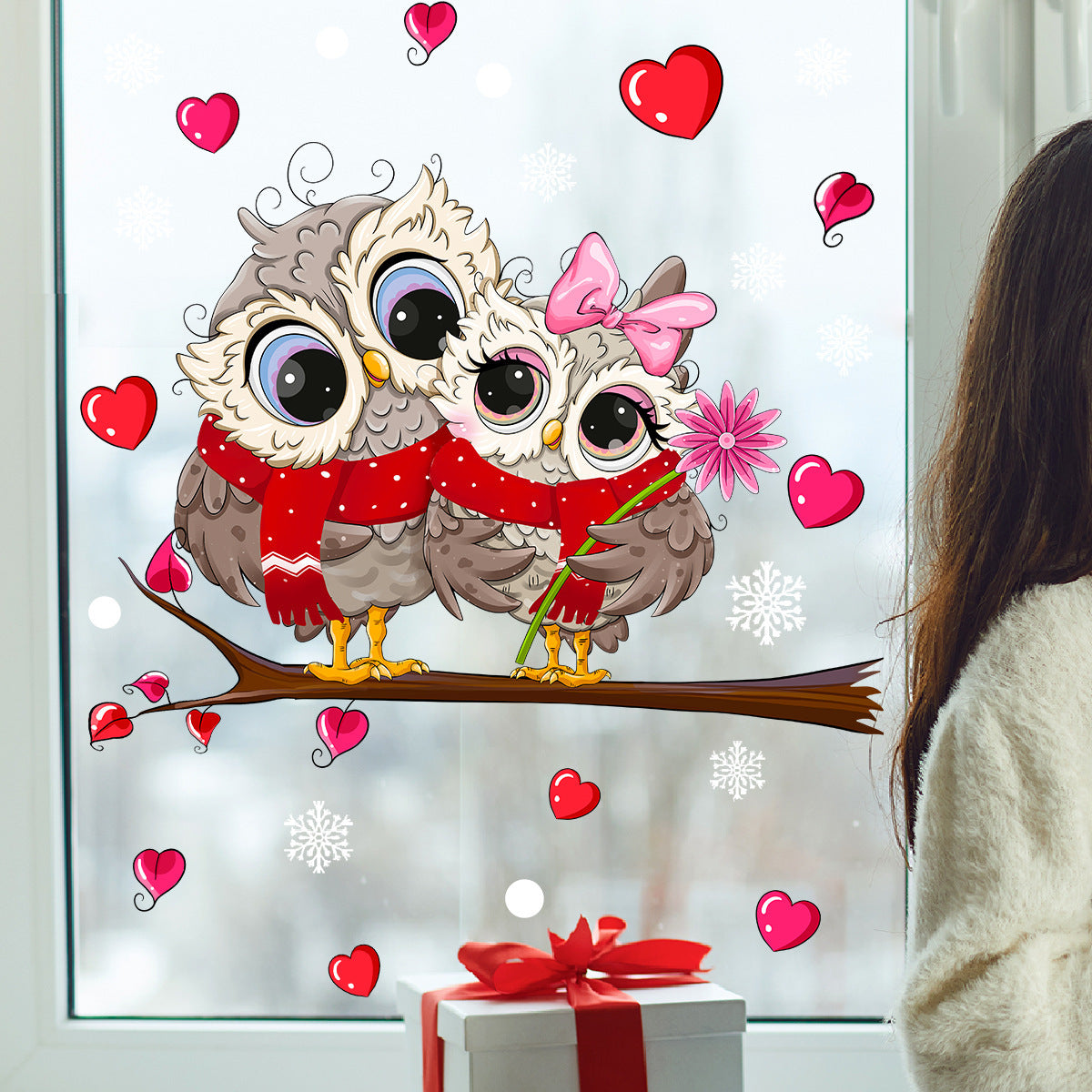 HKM-810067 Cute Cartoon Owl Wall Sticker for Home Decoration - PVC Static Design