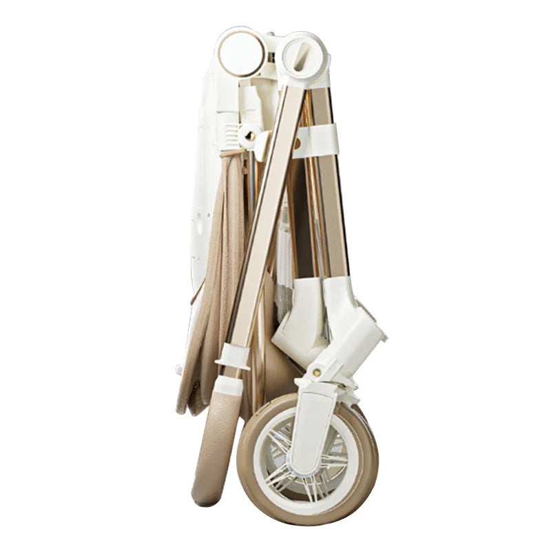 KTX-810131 Lightweight Aluminium Stroller with Reversing Handle and Four-Wheel Design, Foldable Pushchair for Babies