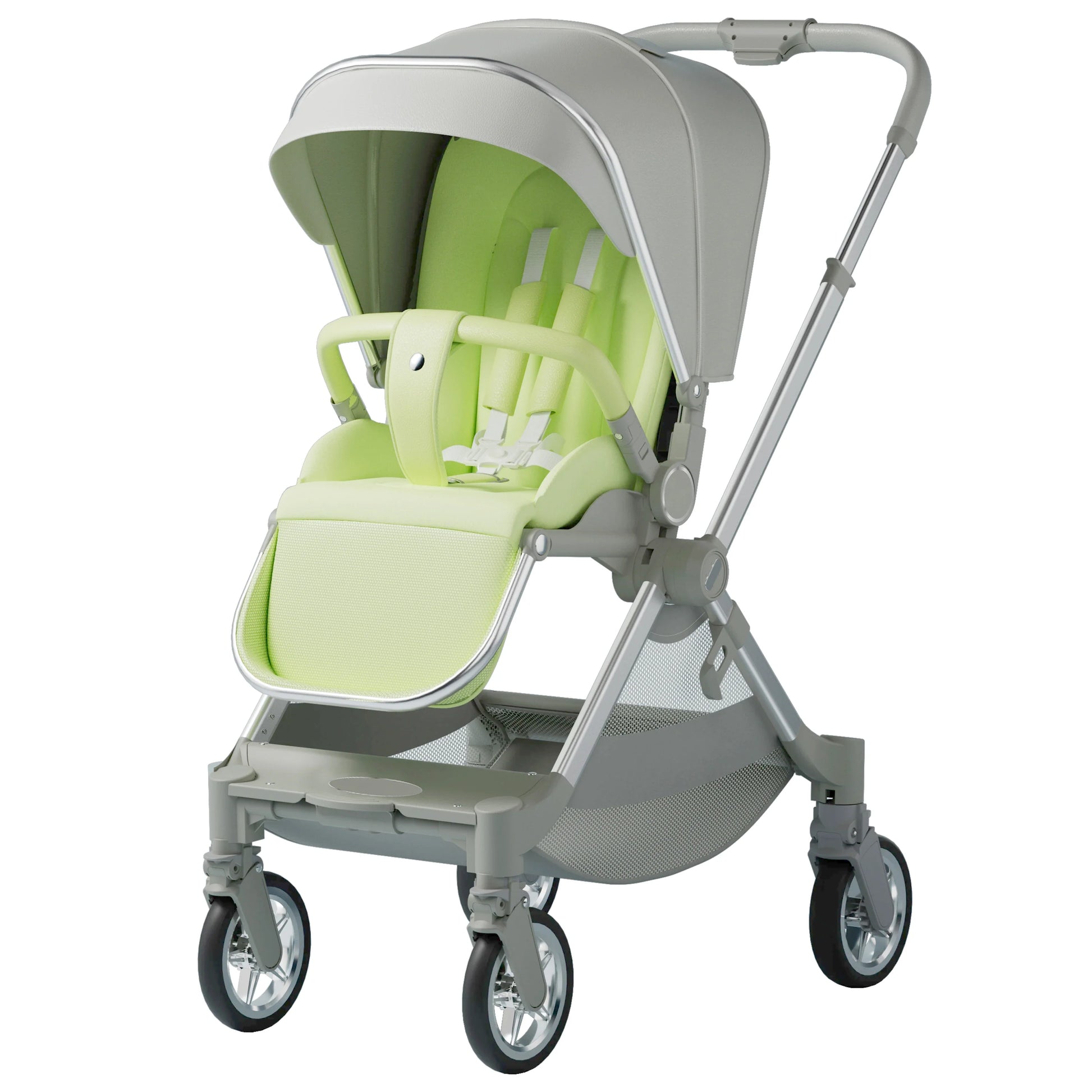 KTX-810131 Lightweight Aluminium Stroller with Reversing Handle and Four-Wheel Design, Foldable Pushchair for Babies