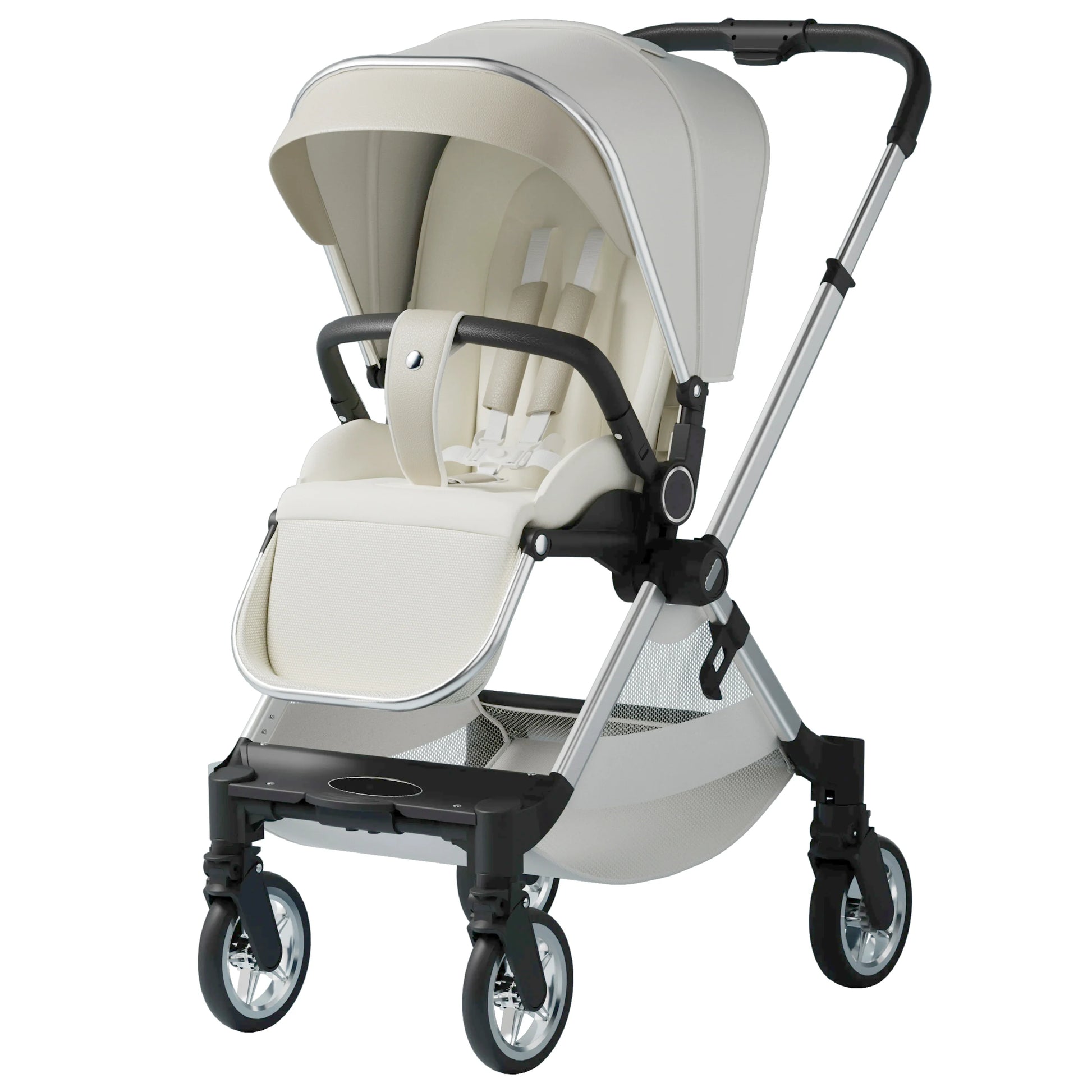 KTX-810131 Lightweight Aluminium Stroller with Reversing Handle and Four-Wheel Design, Foldable Pushchair for Babies