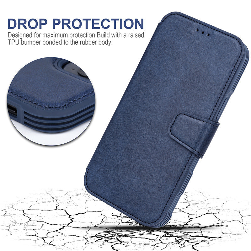 HKM-810195 Magnetic Clamshell Phone Case for iPhone 12 Series - Solid Color Design