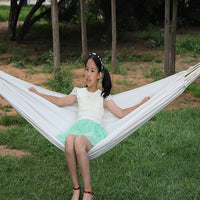 HKM-810259 Double-Sized Camping Canvas Hammock with Rollover Prevention, 320x200cm, 120kg Load Capacity, Includes Tree Ropes