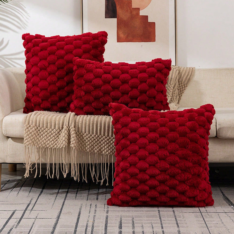 HKM-810323 Woven Fleece Solid Color Pillow Cover - Modern Waist Rest Cushion in Multiple Shades