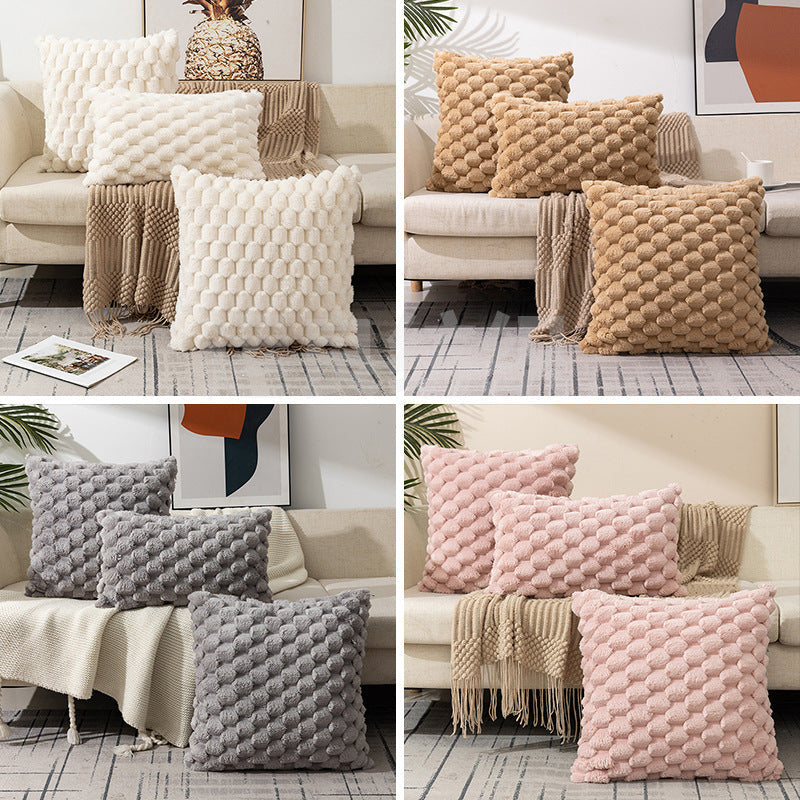 HKM-810323 Woven Fleece Solid Color Pillow Cover - Modern Waist Rest Cushion in Multiple Shades