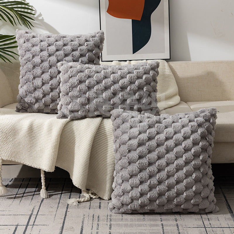 HKM-810323 Woven Fleece Solid Color Pillow Cover - Modern Waist Rest Cushion in Multiple Shades