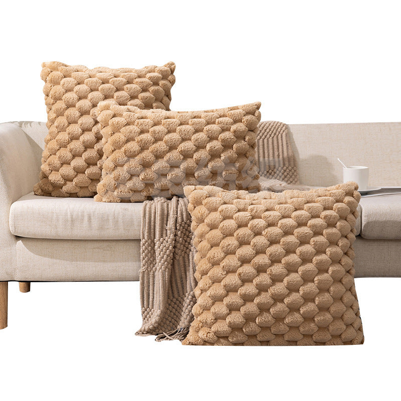 HKM-810323 Woven Fleece Solid Color Pillow Cover - Modern Waist Rest Cushion in Multiple Shades