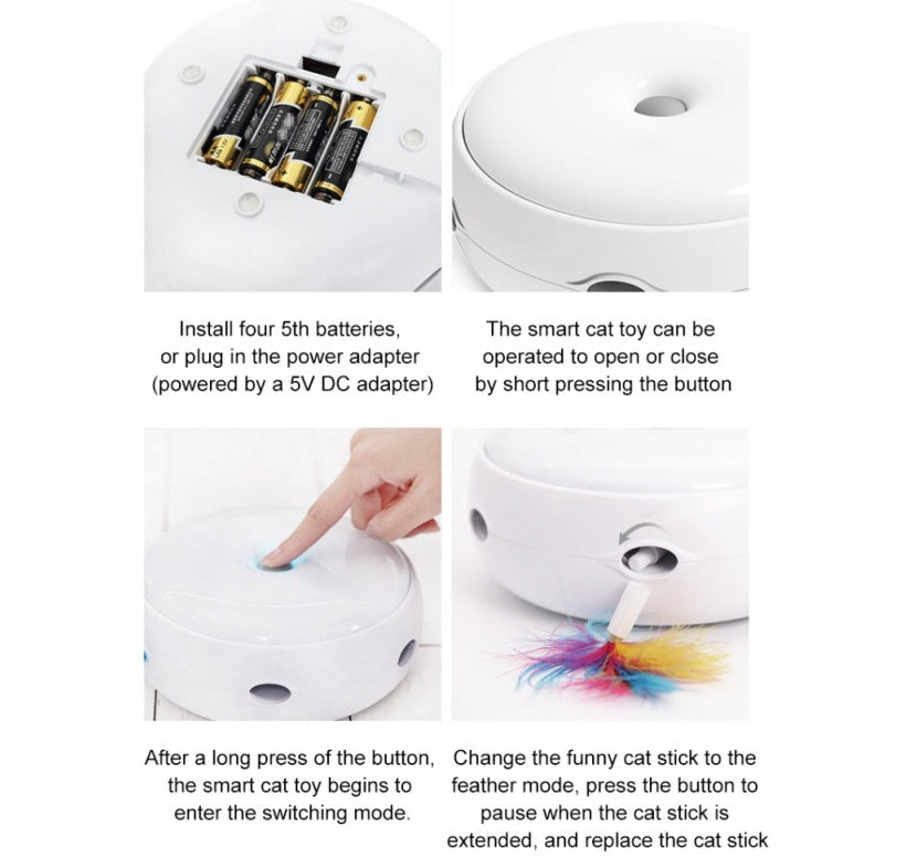 HKM-810387 Automatic Donut Cat Toy with Electric Turntable and Interactive Fun – 17.5cm Diameter, ABS Material