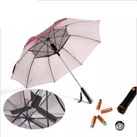 HKM-810451 Cooling Umbrella with Built-in Fan for Dual Sun Protection, Manual Open, Long Handle Design