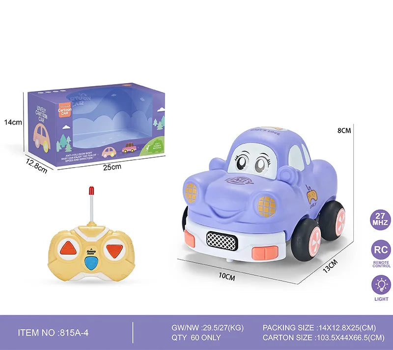 HKM-810515 Mini Rubber Animal RC Car Toy for Kids, Soft Shell Remote Control Car, Indoor-Outdoor Fun