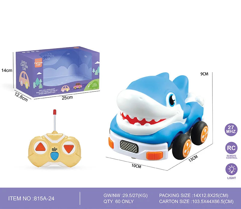 HKM-810515 Mini Rubber Animal RC Car Toy for Kids, Soft Shell Remote Control Car, Indoor-Outdoor Fun