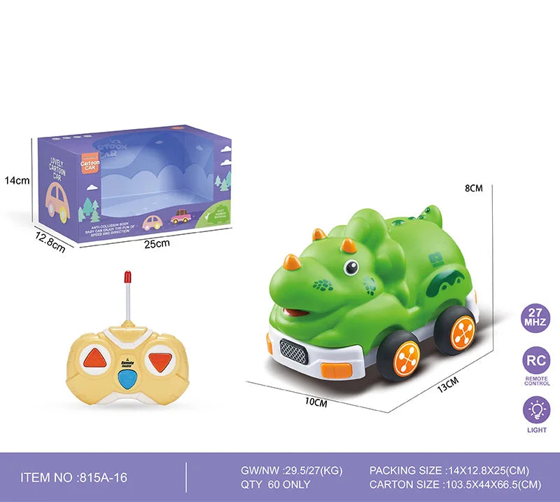 HKM-810515 Mini Rubber Animal RC Car Toy for Kids, Soft Shell Remote Control Car, Indoor-Outdoor Fun