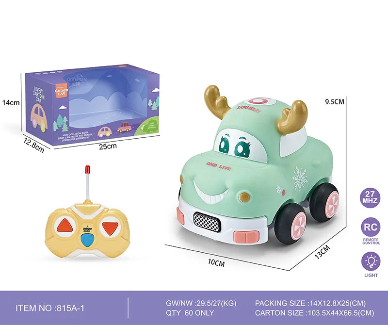 HKM-810515 Mini Rubber Animal RC Car Toy for Kids, Soft Shell Remote Control Car, Indoor-Outdoor Fun