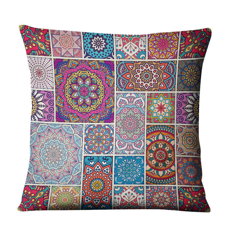 HKM-810643 Geometric Linen Cushion Cover - 45x45cm, Filling Not Included