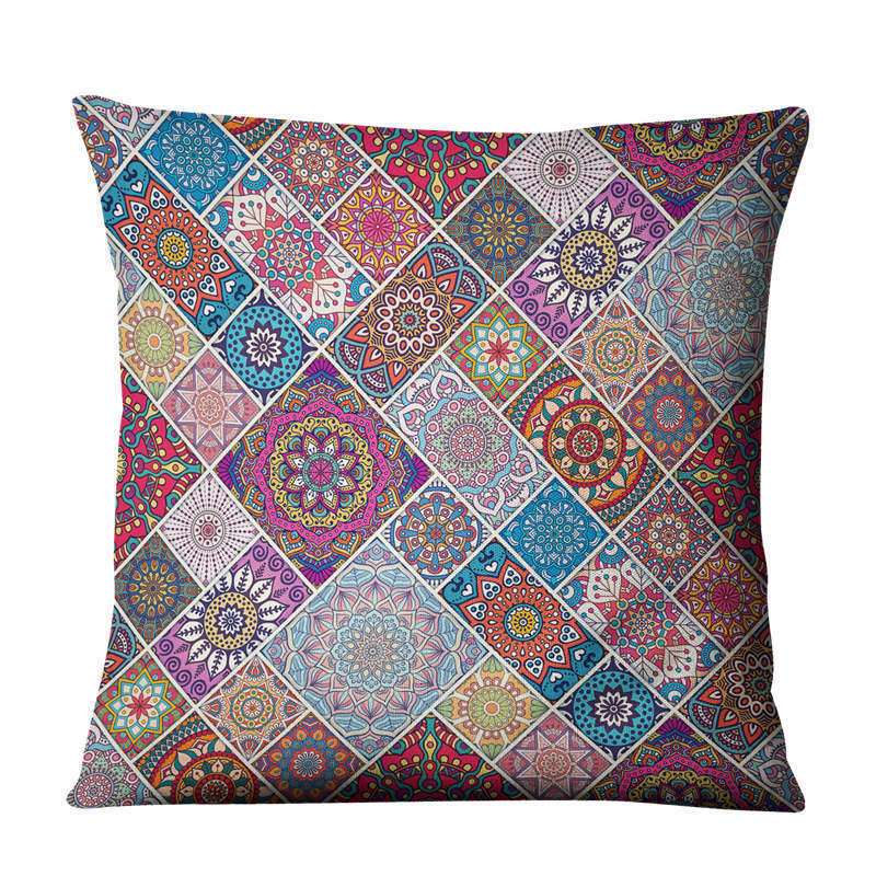 HKM-810643 Geometric Linen Cushion Cover - 45x45cm, Filling Not Included