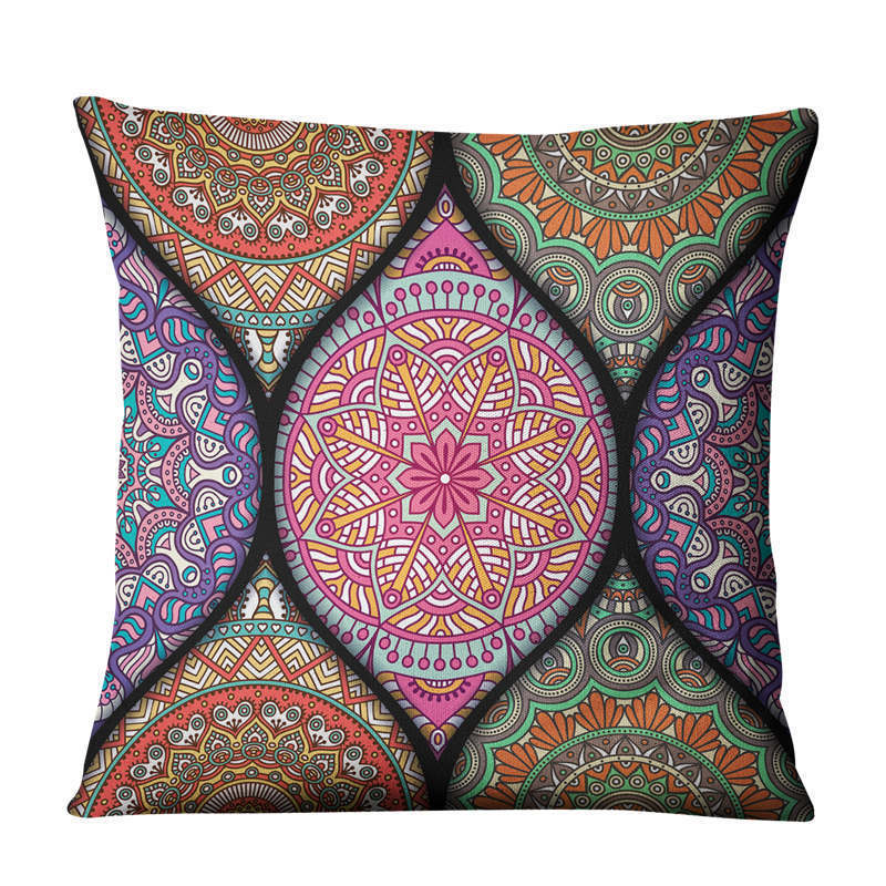 HKM-810643 Geometric Linen Cushion Cover - 45x45cm, Filling Not Included