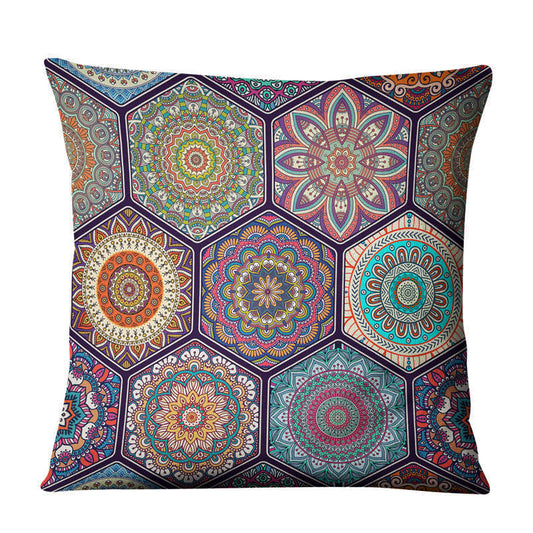 HKM-810643 Geometric Linen Cushion Cover - 45x45cm, Filling Not Included