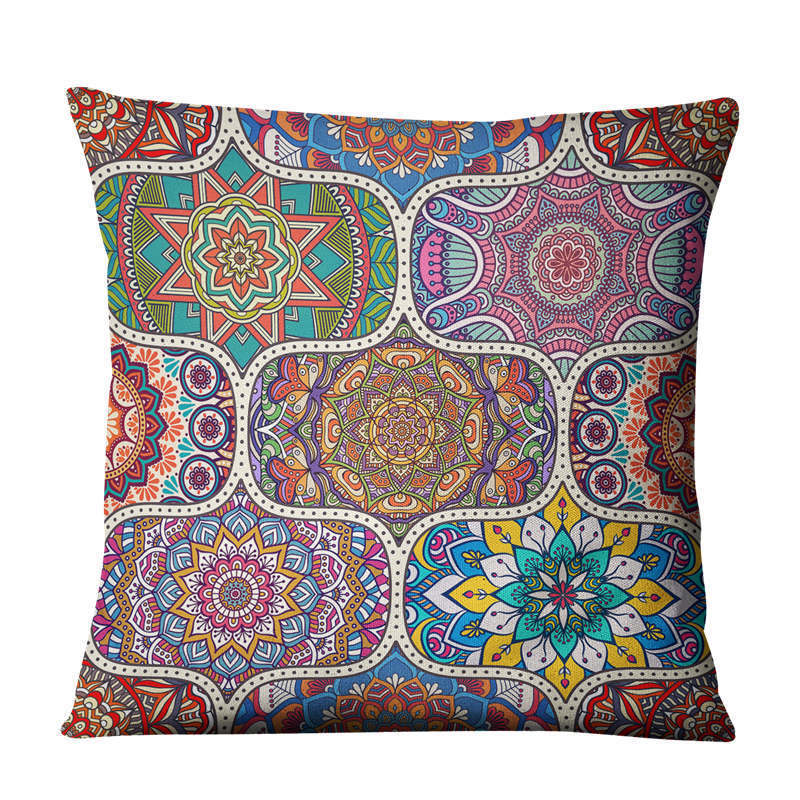 HKM-810643 Geometric Linen Cushion Cover - 45x45cm, Filling Not Included