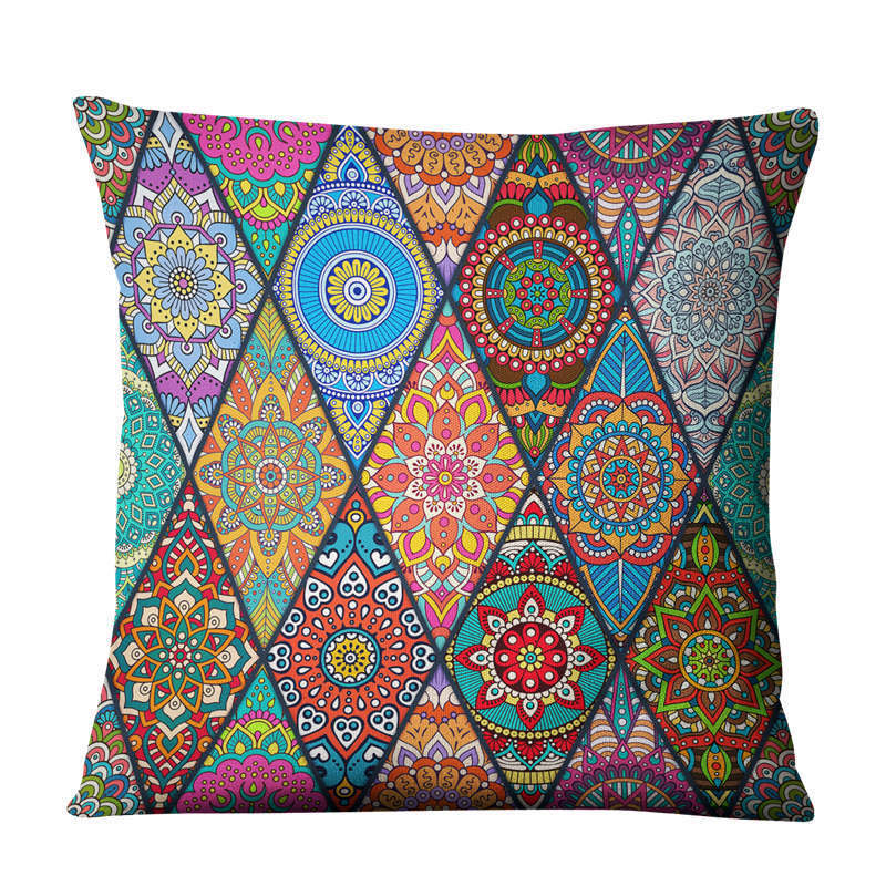 HKM-810643 Geometric Linen Cushion Cover - 45x45cm, Filling Not Included