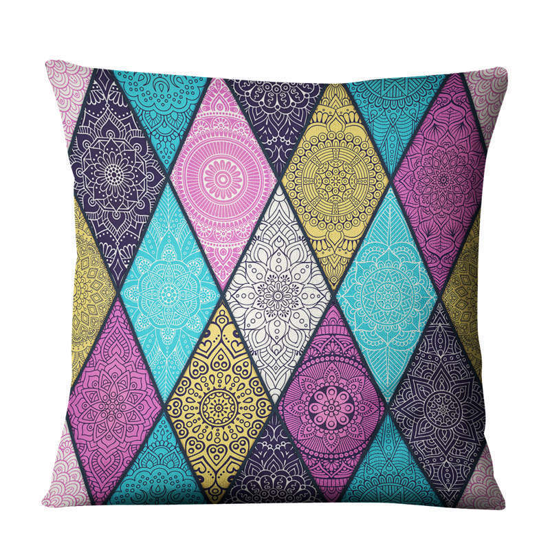 HKM-810643 Geometric Linen Cushion Cover - 45x45cm, Filling Not Included