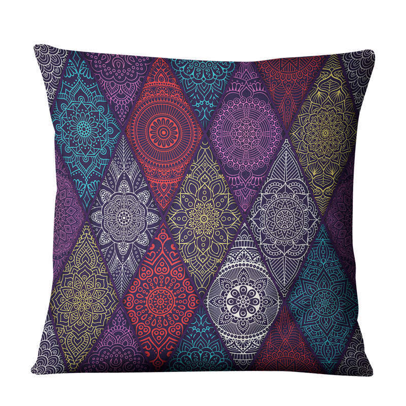 HKM-810643 Geometric Linen Cushion Cover - 45x45cm, Filling Not Included