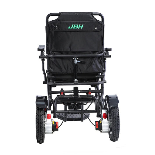 KTX-810963 All Terrain Electric Wheelchair with Motorized Folding Design, 20km Driving Range, 120kg Load Capacity, Black Metal Frame