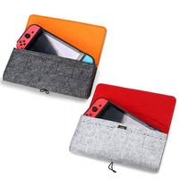 HKM-810963 Felt Pouch Bag for Nintendo Switch with Game Card Slots and Double Layer Storage