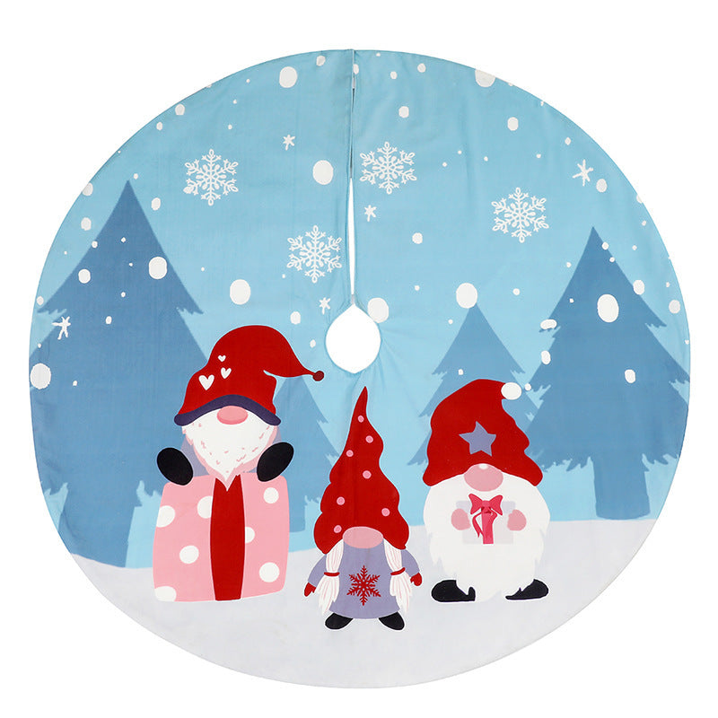 HKM-811219 Faceless Old Man Blue Printed Christmas Tree Skirt, 120CM Diameter, Soft Non-Woven Fabric