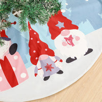 HKM-811219 Faceless Old Man Blue Printed Christmas Tree Skirt, 120CM Diameter, Soft Non-Woven Fabric