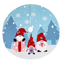 HKM-811219 Faceless Old Man Blue Printed Christmas Tree Skirt, 120CM Diameter, Soft Non-Woven Fabric