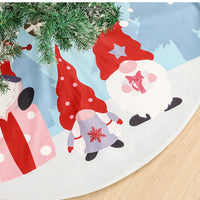 HKM-811219 Faceless Old Man Blue Printed Christmas Tree Skirt, 120CM Diameter, Soft Non-Woven Fabric