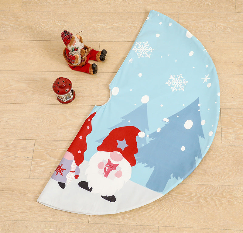 HKM-811219 Faceless Old Man Blue Printed Christmas Tree Skirt, 120CM Diameter, Soft Non-Woven Fabric
