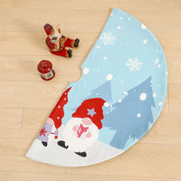HKM-811219 Faceless Old Man Blue Printed Christmas Tree Skirt, 120CM Diameter, Soft Non-Woven Fabric